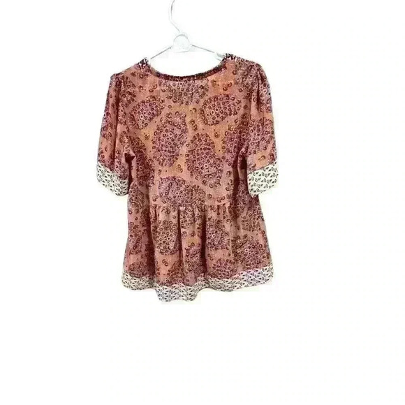 Knox Rose Floral Boho Pink Top Medium - Picture 2 of 10
